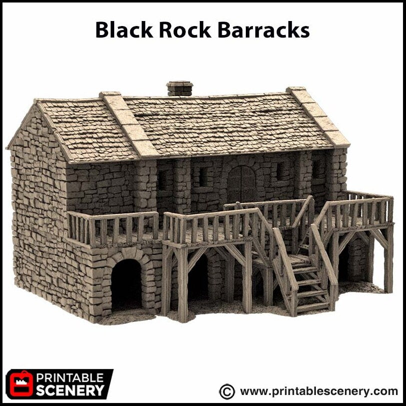 Black Rock Barracks - King and Country, DnD building | Pathfinder | Castle | Fort | Wargaming Terrain | Scatter scenery, Medieval, 28mm 32mm-6