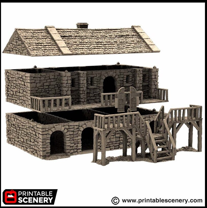 Black Rock Barracks - King and Country, DnD building | Pathfinder | Castle | Fort | Wargaming Terrain | Scatter scenery, Medieval, 28mm 32mm-7