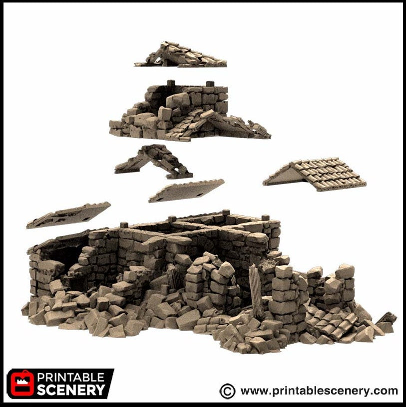 Ruined French Mausoleum - King and Country, dnd Medieval building, Graveyard, Crypt, Wargaming Terrain, Scatter scenery, 28mm 32mm 15mm-5