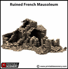 Ruined French Mausoleum - King and Country, dnd Medieval building, Graveyard, Crypt, Wargaming Terrain, Scatter scenery, 28mm 32mm 15mm-6