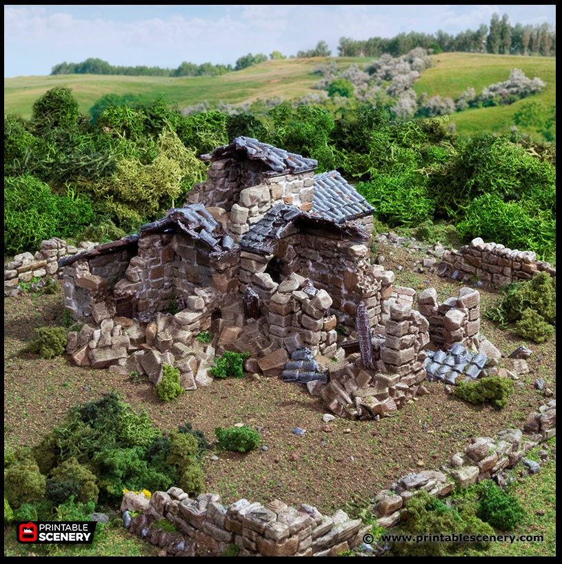 Ruined French Mausoleum - King and Country, dnd Medieval building, Graveyard, Crypt, Wargaming Terrain, Scatter scenery, 28mm 32mm 15mm-4