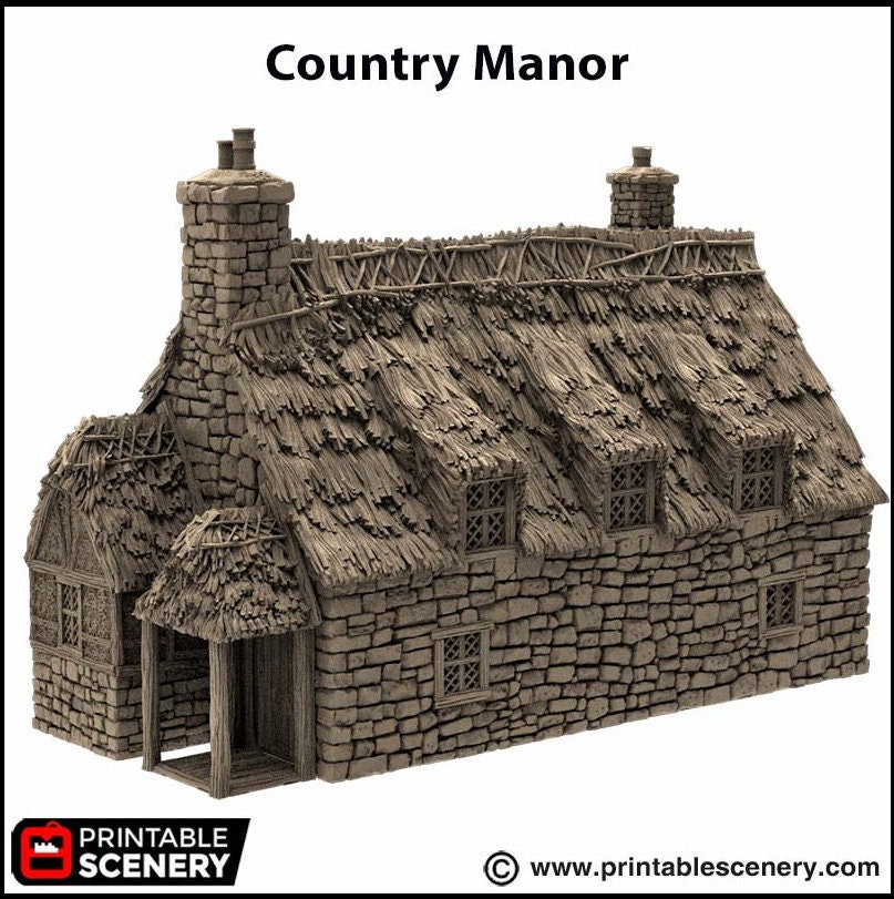 Country Manor - King and Country, dnd Medieval building, Village, Town, Wargaming Terrain, Scatter scenery, 28mm 32mm 15mm, House, home-7