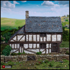 Wattle And Daub Hollyhock Cottage - King and Country, dnd Medieval building, Village, Town, Wargaming Terrain, Scatter scenery, House-3
