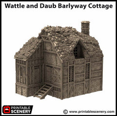 Wattle And Daub Barlyway Cottage - King and Country, dnd Medieval building, Village, Town, Wargaming Terrain, Scatter scenery, House-6