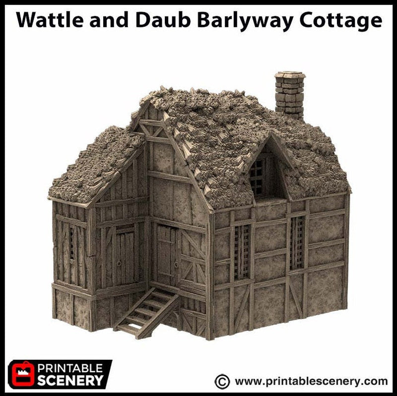 Wattle And Daub Barlyway Cottage - King and Country, dnd Medieval building, Village, Town, Wargaming Terrain, Scatter scenery, House-6