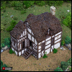 Wattle And Daub Barlyway Cottage - King and Country, dnd Medieval building, Village, Town, Wargaming Terrain, Scatter scenery, House-4