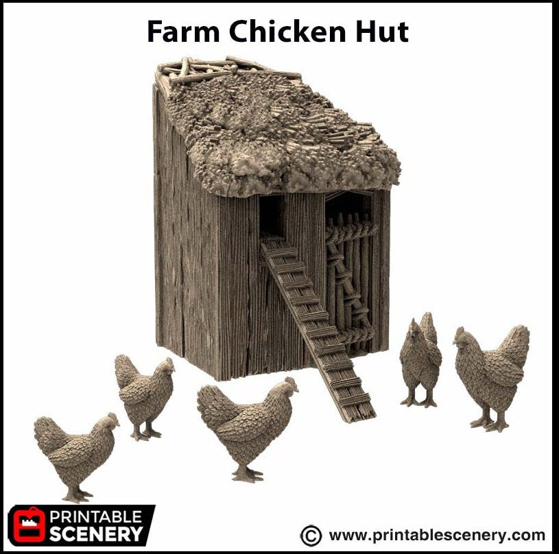 Farm Chicken Hut - King and Country, dnd Medieval building, Village, Town, Wargaming Terrain, Scatter scenery, House, Farming, Chicken-7