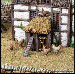 Farm Chicken Hut - King and Country, dnd Medieval building, Village, Town, Wargaming Terrain, Scatter scenery, House, Farming, Chicken-2