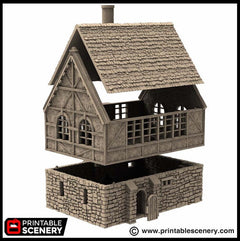 Wattle And Daub Stone Manor - King and Country, dnd Medieval building, Village, Town, Wargaming Terrain, Scatter scenery, House, Cottage-6