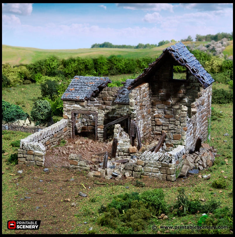 Ruined Farm Pig Pen - King and Country, dnd Medieval building, Village, Town, Wargaming Terrain, Scatter scenery, Farming, Diorama, Animals-2