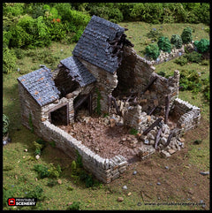 Ruined Farm Pig Pen - King and Country, dnd Medieval building, Village, Town, Wargaming Terrain, Scatter scenery, Farming, Diorama, Animals-4