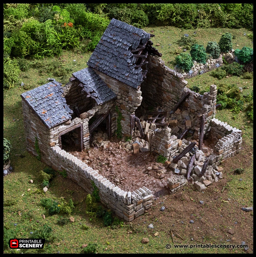Ruined Farm Pig Pen - King and Country, dnd Medieval building, Village, Town, Wargaming Terrain, Scatter scenery, Farming, Diorama, Animals-4