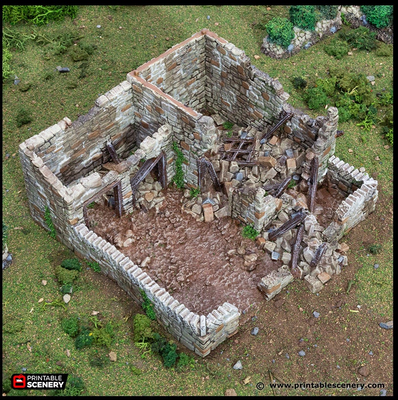 Ruined Farm Pig Pen - King and Country, dnd Medieval building, Village, Town, Wargaming Terrain, Scatter scenery, Farming, Diorama, Animals-5