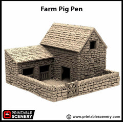 Farm Pig Pen - King and Country, dnd Medieval building, Village, Town, Wargaming Terrain, Scatter scenery, Farming, Diorama, Animals-6