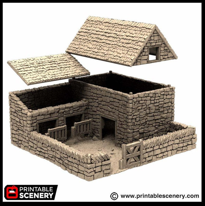 Farm Pig Pen - King and Country, dnd Medieval building, Village, Town, Wargaming Terrain, Scatter scenery, Farming, Diorama, Animals-5