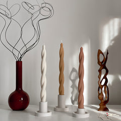 Tall Twisted Soy Wax Candle: Handmade Dinner Candle-5