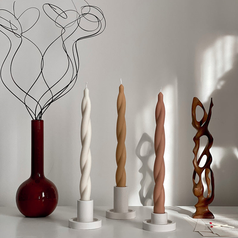 Tall Twisted Soy Wax Candle: Handmade Dinner Candle-5