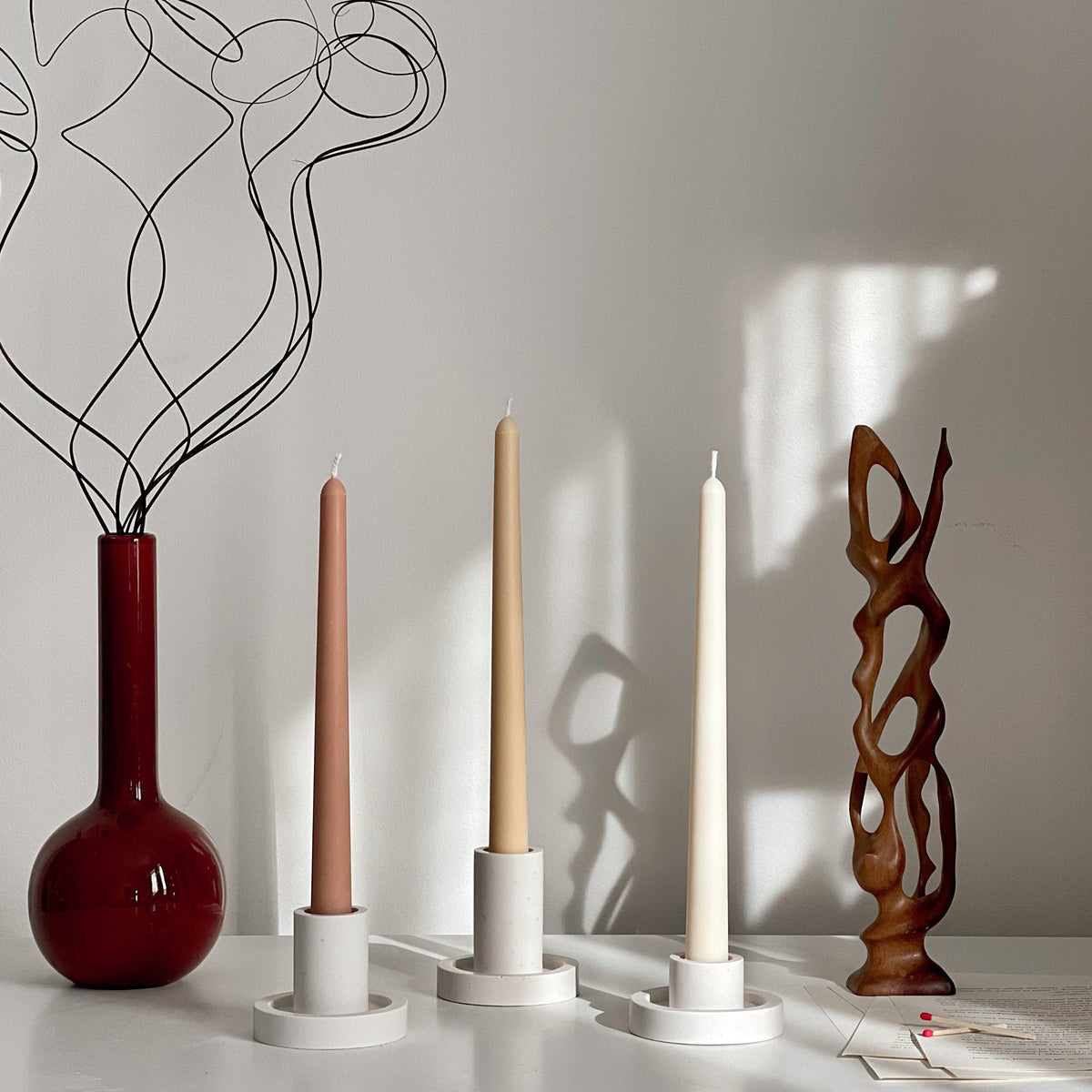 Handmade Narrow Taper Candle: Pastel Soy Wax Dinner Candle-6