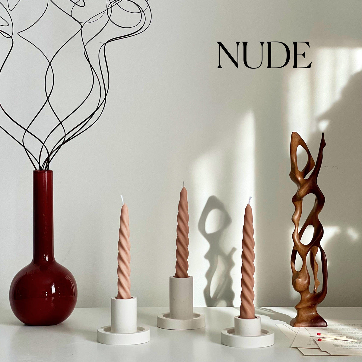 Handmade Twisted Soy Wax Taper Candle: Pastel Dinner Candle-2