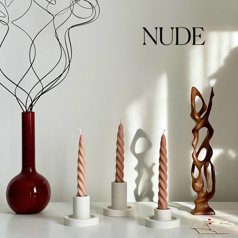 Handmade Twisted Soy Wax Taper Candle: Pastel Dinner Candle-2