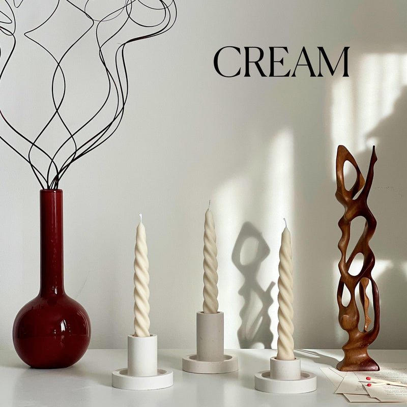 Handmade Twisted Soy Wax Taper Candle: Pastel Dinner Candle-3