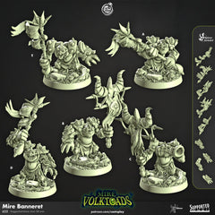 Mire Banneret- Cast n Play Mire Volktoads | DnD Miniature | Beastmen | Toad | Frog | Bullywug, Monster, Fighter | Banner | Barbarian | Melee-1