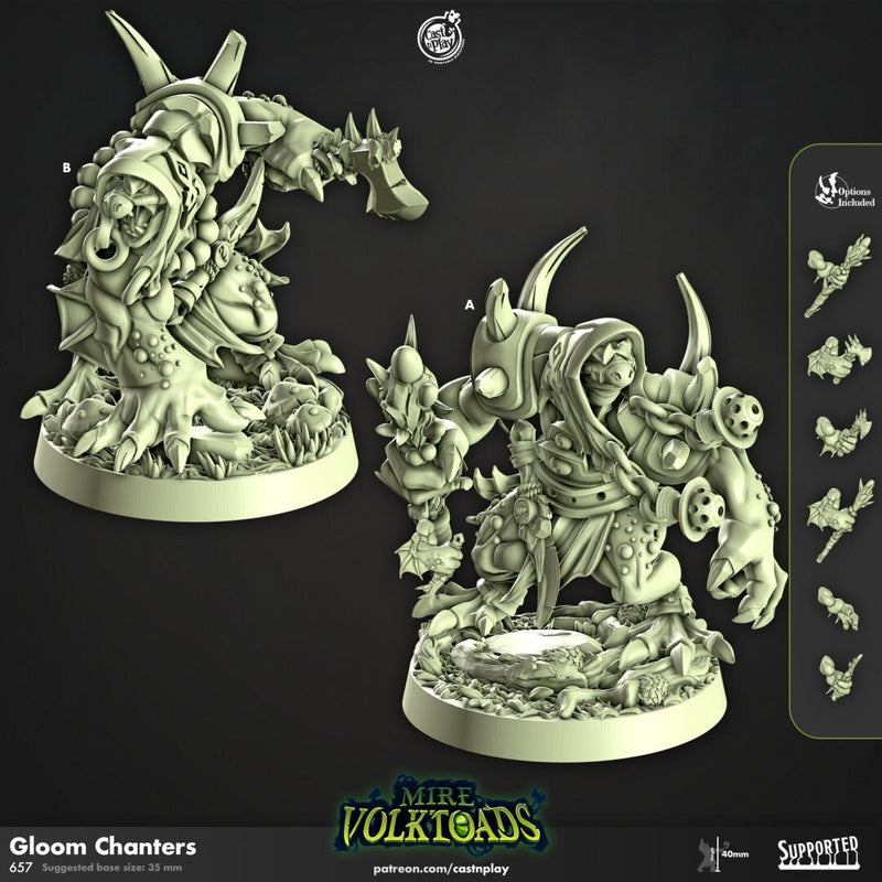 Gloom Chanters - Cast n Play Mire Volktoads | DnD Miniature | Beastmen | Toad | Frog | Bullywug, Monster, Wizard, Sorcerer, Warlock, Magic-1