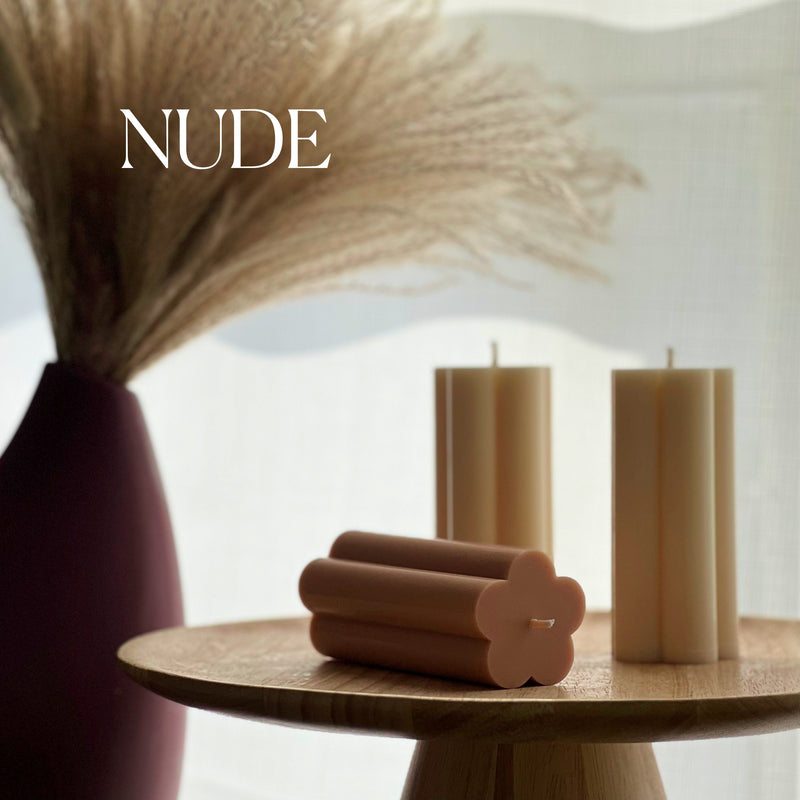 Flower Pillar Soy Candle: Minimalist Home Decor, Unscented Vegan Candle-3