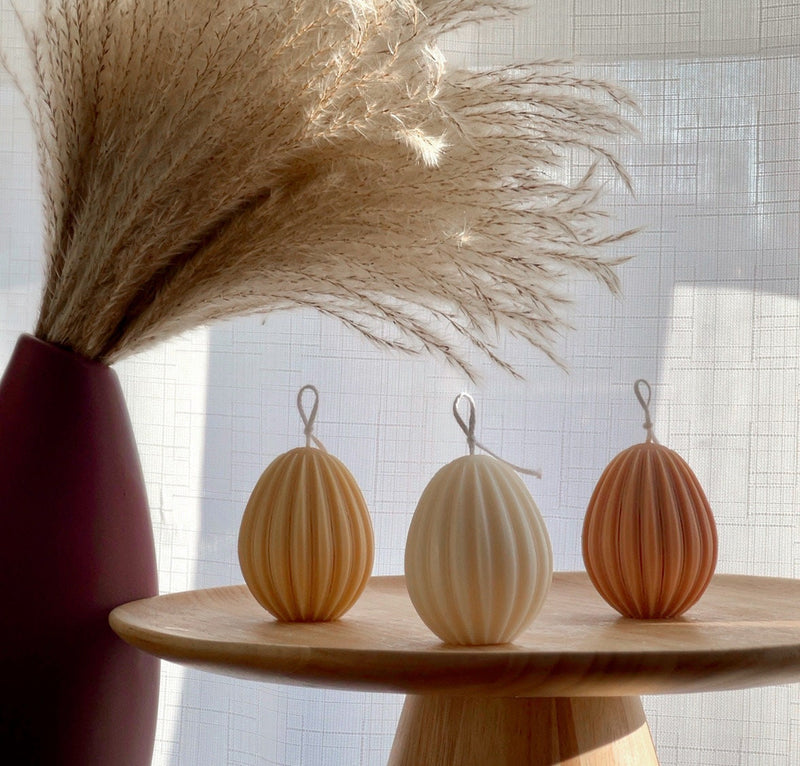 Ribbed Easter Egg Candle: Soywax Spring Decor-1