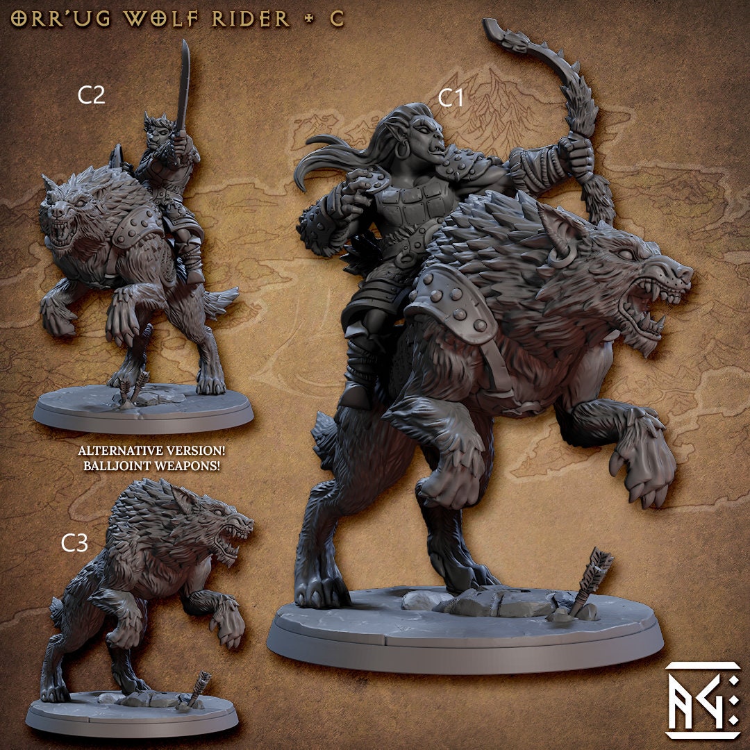 Orr'ugs Wolf Riders - Artisan Guild | Wolf | Fantasy | DnD | Pathfinder | Companion | Half Orc | Fighter | Ranger | Plains | Steppe | Animal-6