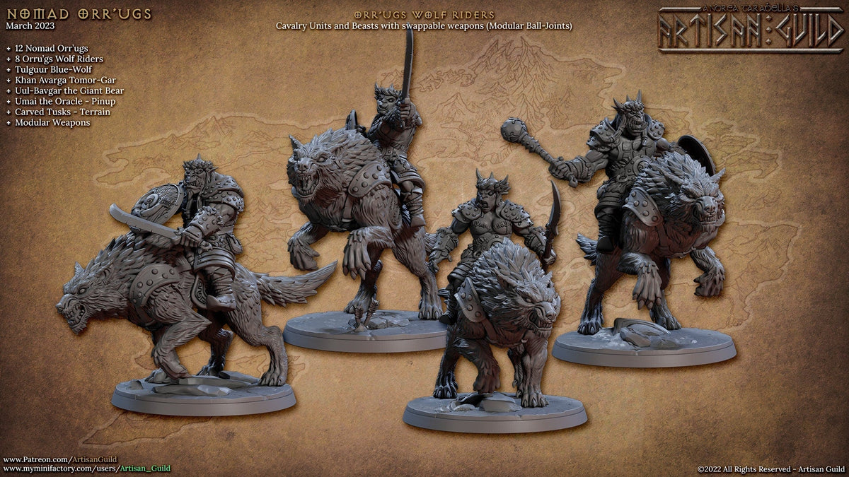 Orr'ugs Wolf Riders - Artisan Guild | Wolf | Fantasy | DnD | Pathfinder | Companion | Half Orc | Fighter | Ranger | Plains | Steppe | Animal-2