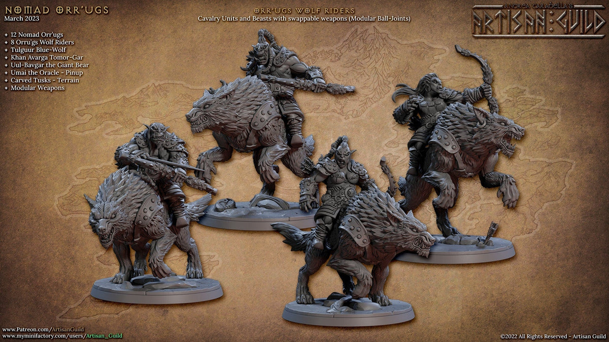 Orr'ugs Wolf Riders - Artisan Guild | Wolf | Fantasy | DnD | Pathfinder | Companion | Half Orc | Fighter | Ranger | Plains | Steppe | Animal-1