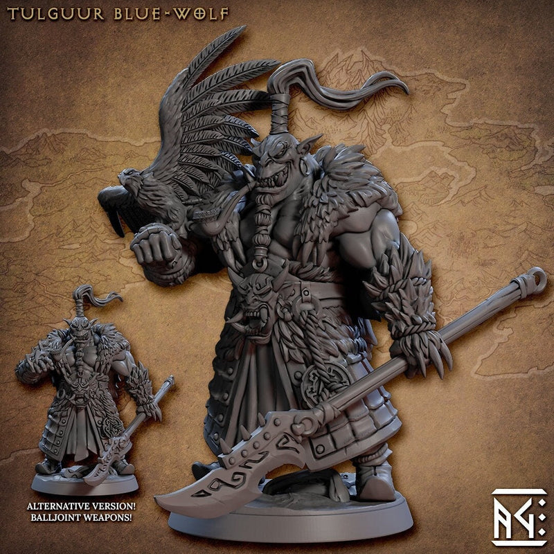 Tulguur Blue-Wolf - Artisan Guild | Shaman | Fantasy | DnD | Pathfinder | Fighter | Half Orc | Druid | Ranger | Plains | Steppe | Animal-1