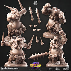 Jungle Scavengers - Cast n Play Huppus Space Mercenaries | DnD Miniature Giff, Hippo, Monk, Ranger, Druid, Fighter, Bard, Melee, Unarmed-1