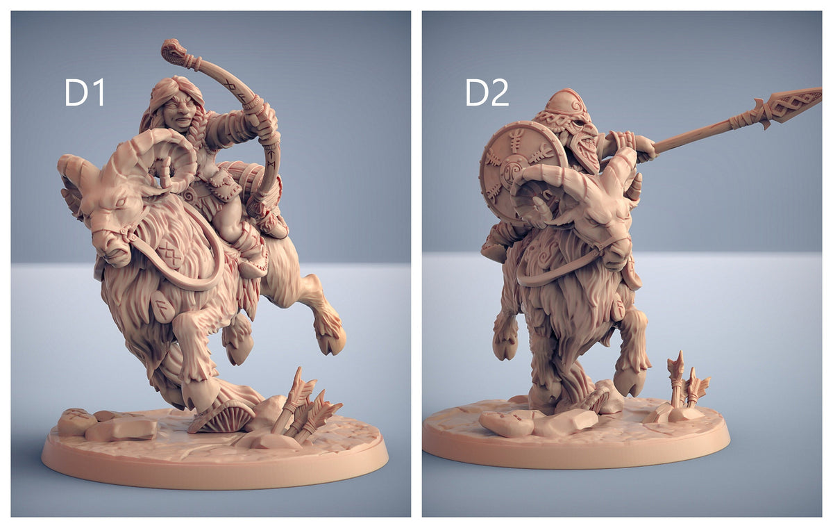 Dwarven Ram Riders - Artisans Guild | Dwarf | Male | Female | Mounted | Melee | Ranged | Fighter | Ranger | Fantasy | DnD | Pathfinder, 32mm-7