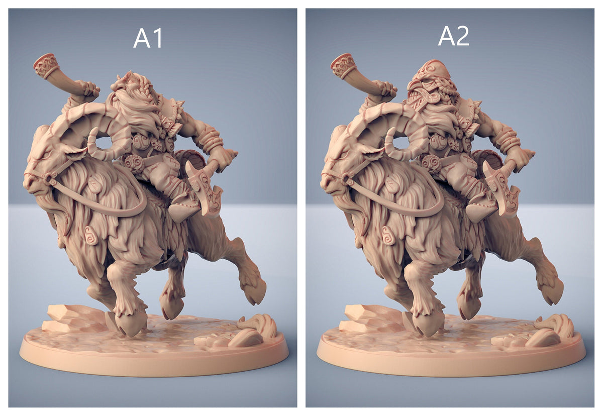 Dwarven Ram Riders - Artisans Guild | Dwarf | Male | Female | Mounted | Melee | Ranged | Fighter | Ranger | Fantasy | DnD | Pathfinder, 32mm-4