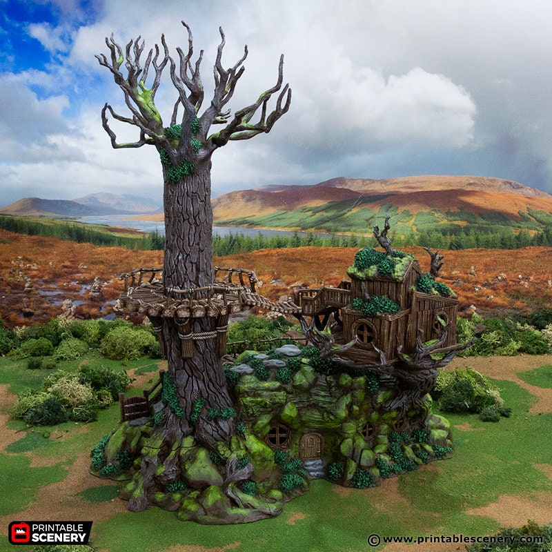 Ranger Barracks - Rise of the Halflings - DnD building | Pathfinder | Forest | Treehouse | Wargaming Terrain | Scatter scenery, Fantasy-2