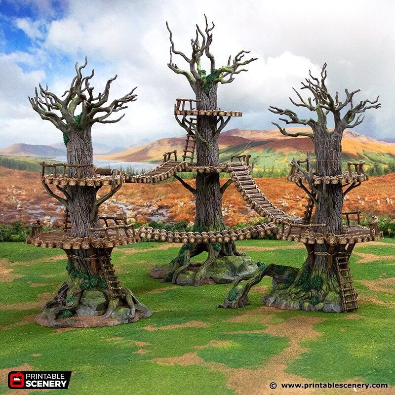 The Forest Forts - Rise of the Halflings - DnD building | Pathfinder | Forest | Treehouse | Wargaming Terrain | Scatter scenery, Fantasy-1