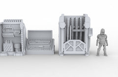 Arms Dealer Scatter Terrain mini set - Novus Landing, EC3D, Infinity, Legion, Sci-fi, Cyberpunk 2077, Wargaming Scenery, Black Market-5