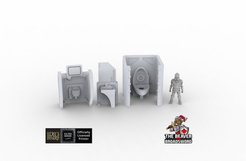 Bathroom Scatter Terrain - Novus Landing, EC3D, Infinity, Legion Sci-fi, Cyberpunk 2077, Wargaming Scenery, Washroom, Realism-1