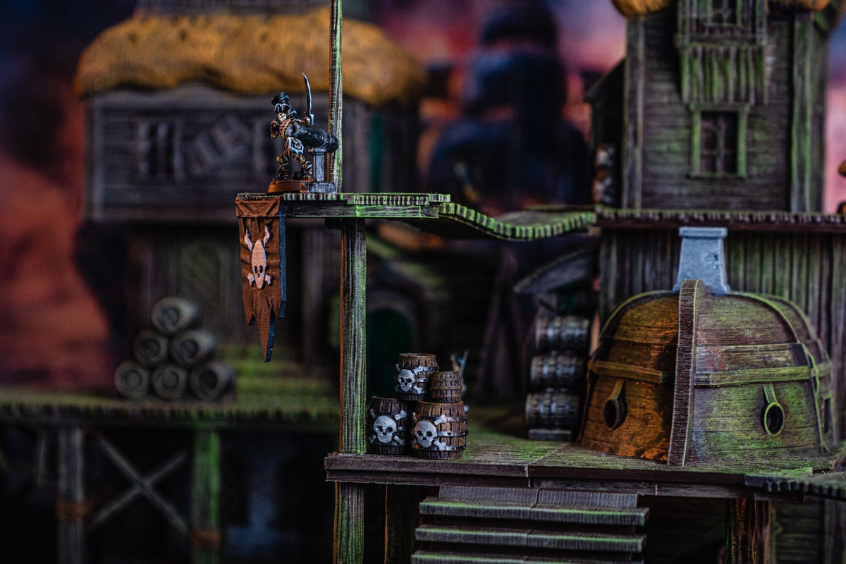 Pirate Dock - Pirates vs. Sailors Nightmare At Sea - DnD, Wargaming, Ocean, Boat, Ship, Docks, Tortuga, Black Flag, Pathfinder, Age of Sail-4