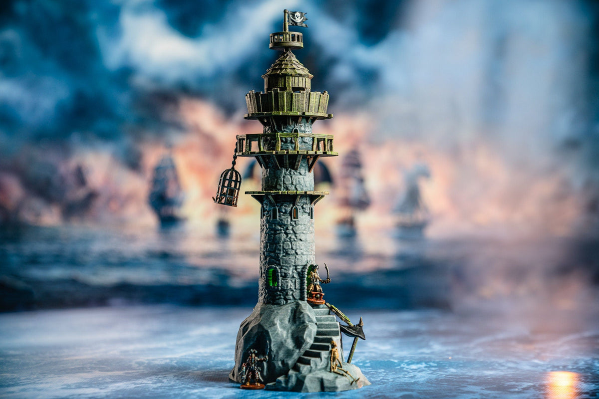 Pirate Lighthouse - Pirates vs. Sailors Nightmare At Sea - DnD, Wargaming, Ocean, Boat, Ship, Tortuga, Black Flag, Age of Sail, Caribbean