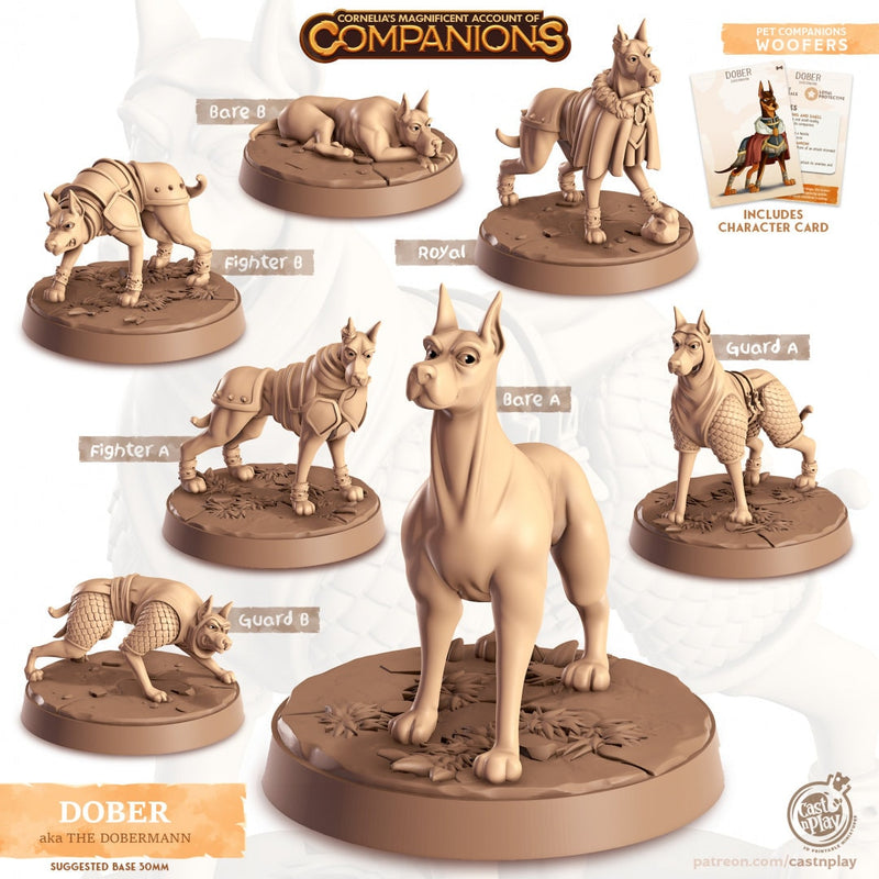 Dober - dnd Doberman Pinscher mini - Cast N Play | Dog | Hound | Wizard Familiar | Animal Companion, Ranger, Druid Form, Guard, Fighter-1