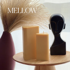 Ribbed Triangular Pillar Soy Wax Candle Set | Unscented Decorative Candles-4