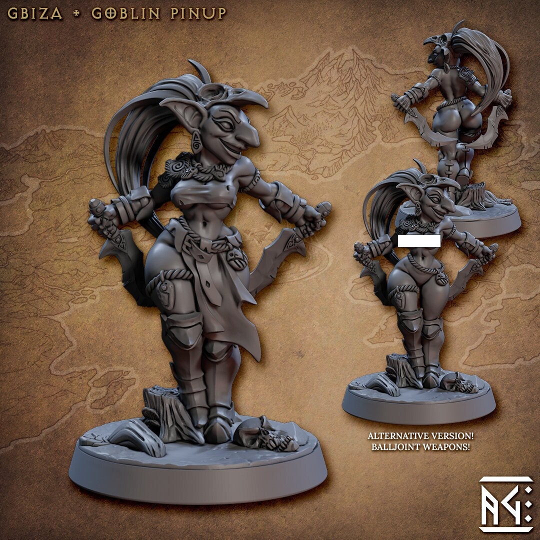 Gbiza, Goblin Pinup - Artisan Guild Faldorn Goblins | Thief | Monster | Fantasy | Female | Cute | Nude | DnD | Pathfinder | Rogue | Assassin