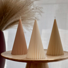 Ribbed Cone Soy Wax Candle: Minimalist Home Decor-1