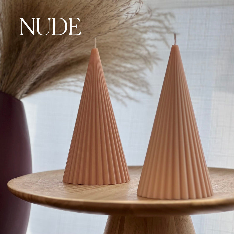 Ribbed Cone Soy Wax Candle: Minimalist Home Decor-3