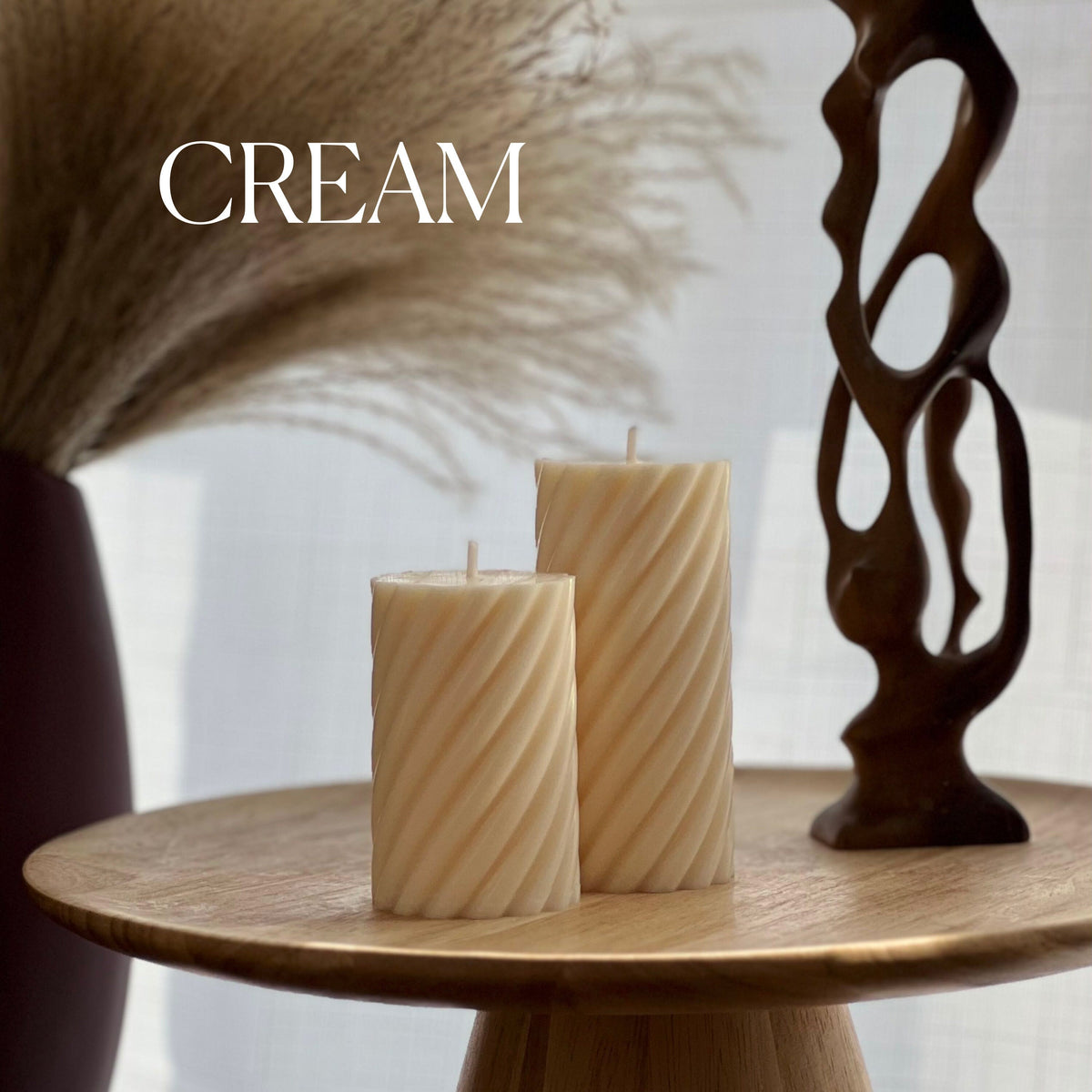 Spiral Ribbed Pillar Candle Set-4