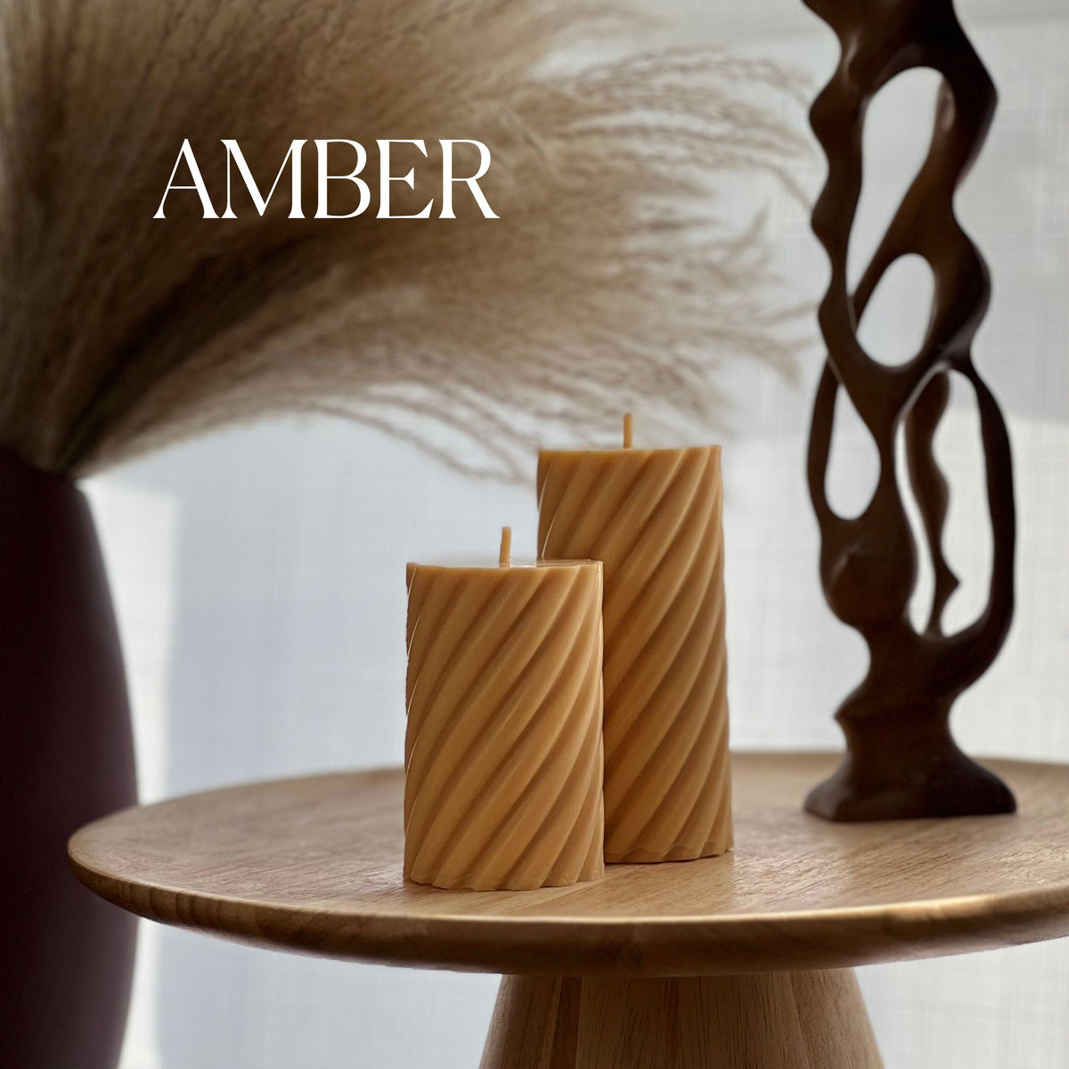 Spiral Ribbed Pillar Candle Set-6
