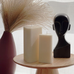 Ribbed Triangular Pillar Soy Wax Candle Set | Unscented Decorative Candles-1